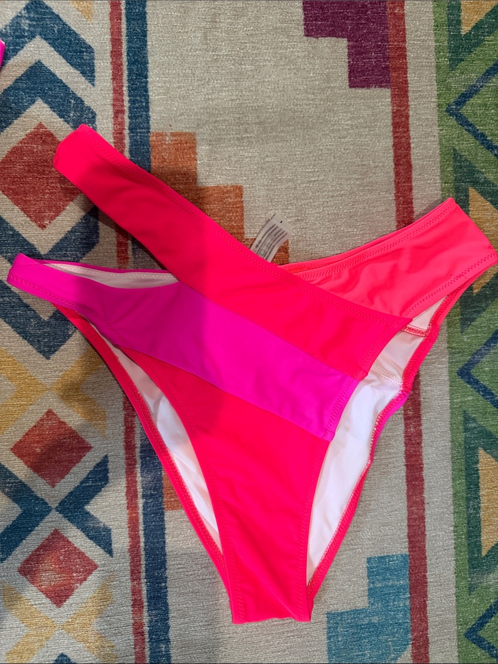 Neon Pink Colorblock Bikini Bottom - Women
